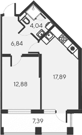 2-комн., 41.65 м²