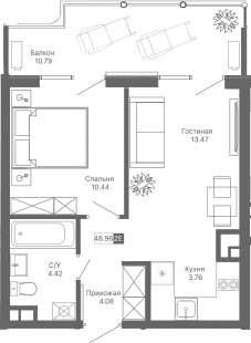 2-комн., 36.17 м²