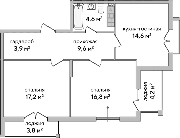 2-комн., 66.7 м²