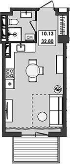 Студия, 28.2 м²