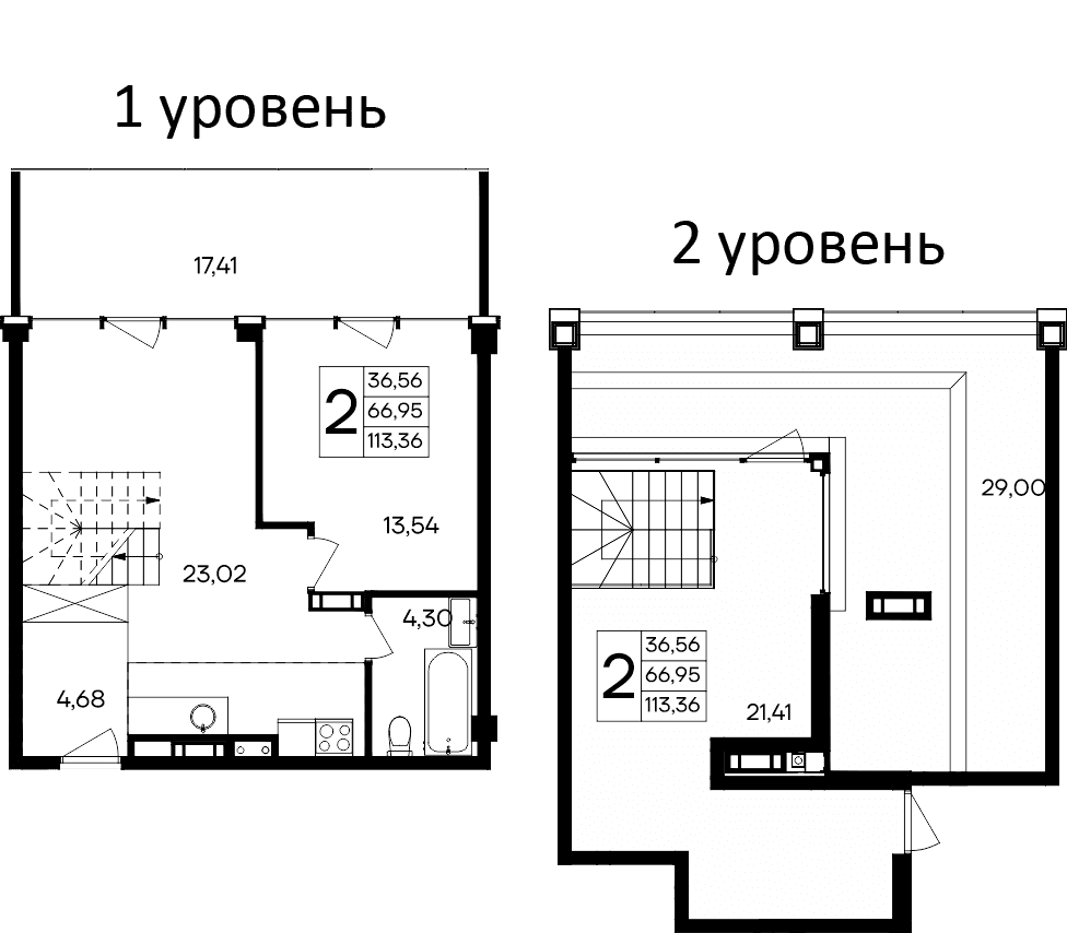 2-комн., 66.95 м²