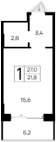 Студия, 21.8 м²