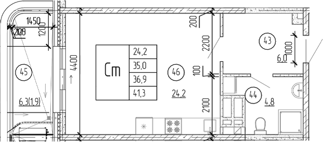 Студия, 39.4 м²