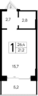Студия, 21.2 м²