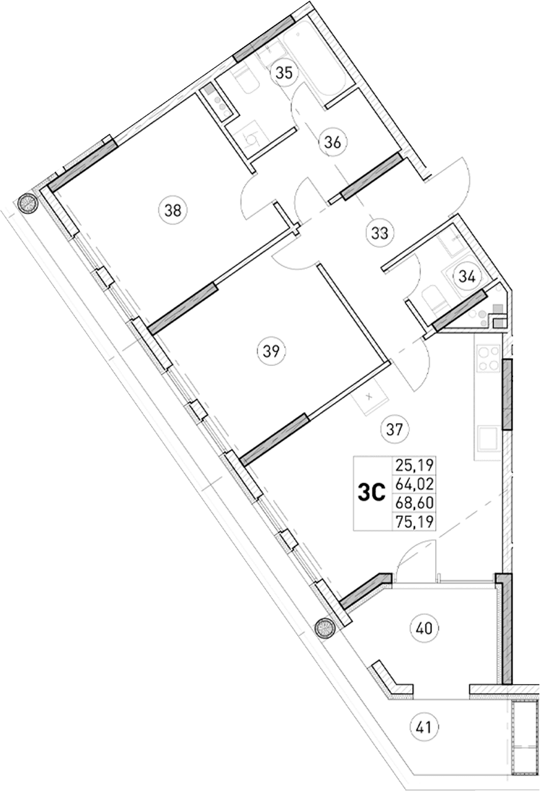 2-комн., 64.02 м²
