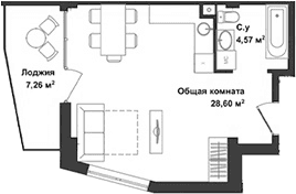 Студия, 32.34 м²