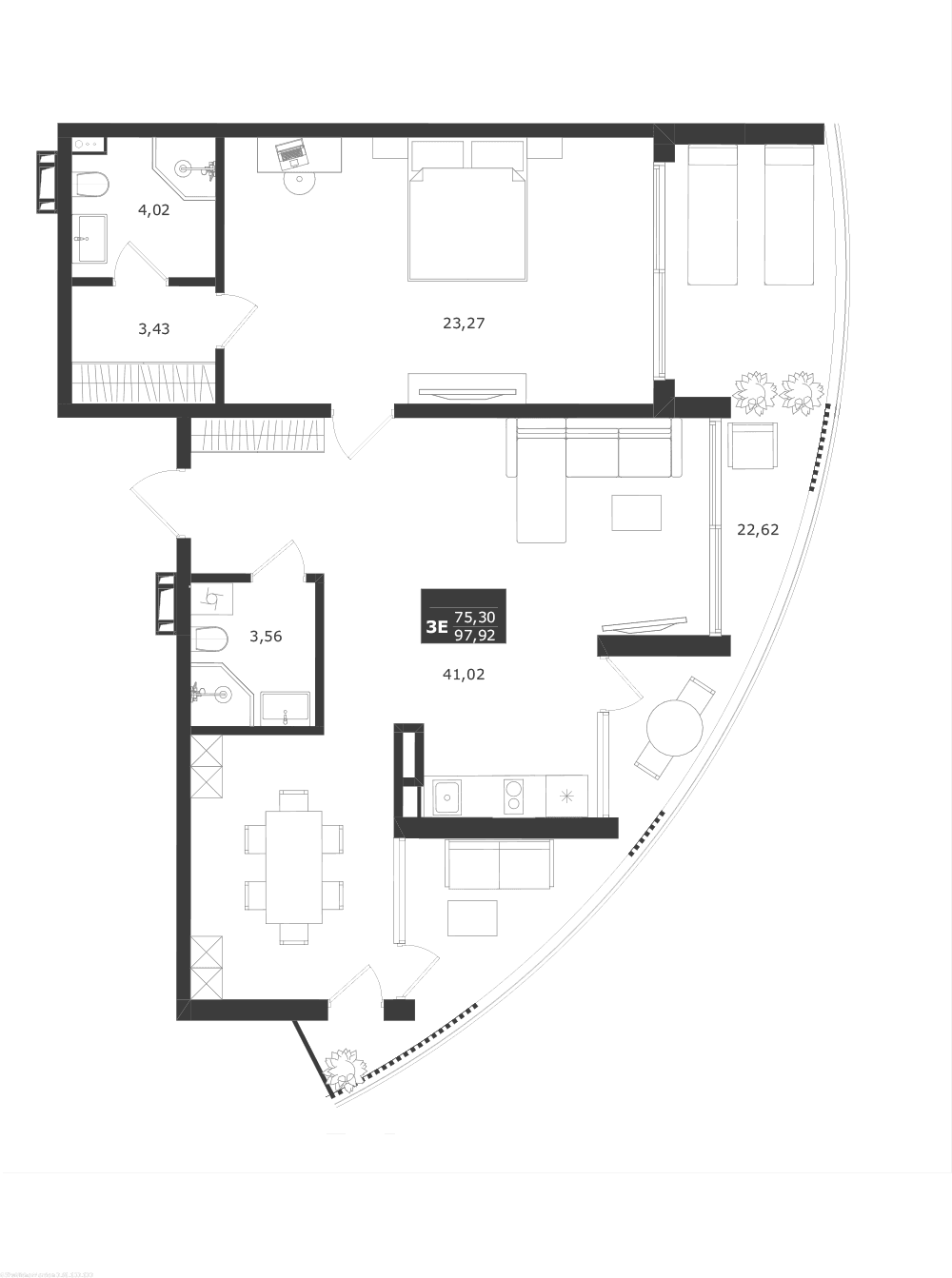 2-комн., 75.3 м²