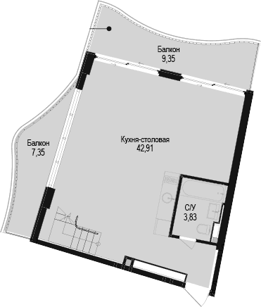 1-комн., 63.26 м²