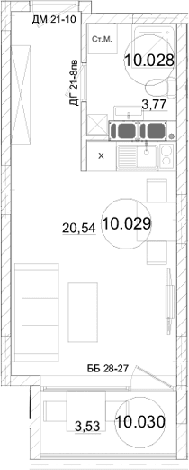 Студия, 24.31 м²