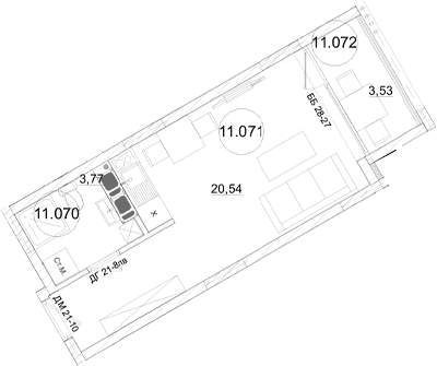 Студия, 24.31 м²