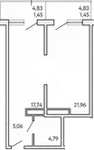 1-комн., 49.55 м²
