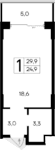Студия, 24.9 м²
