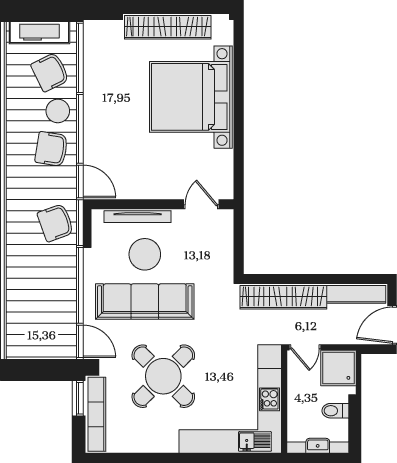 2-комн., 55.06 м²