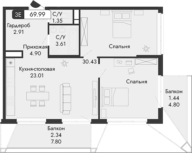 Своб. план., 66.21 м²