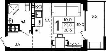 Студия, 23 м²