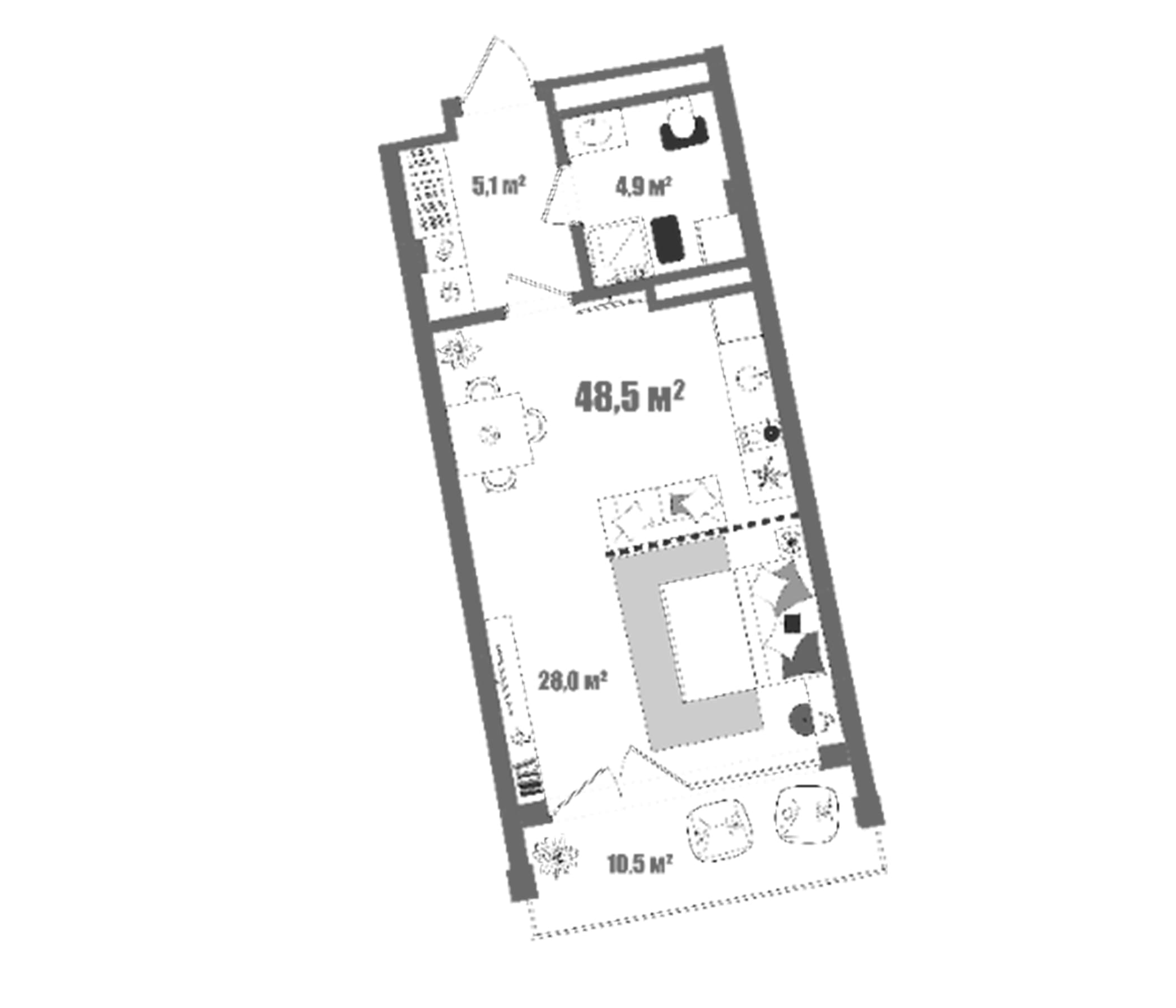 Студия, 38 м²