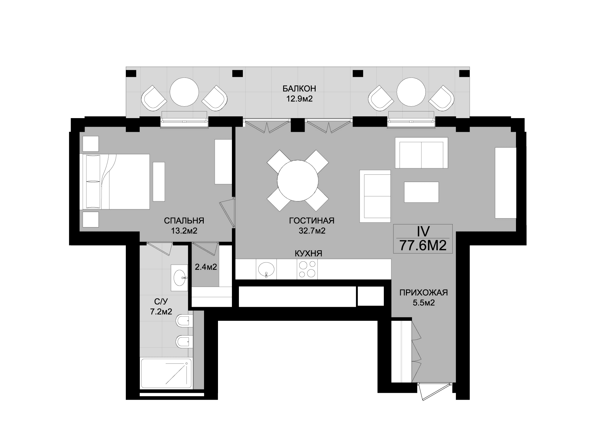 1-комн., 64.7 м²