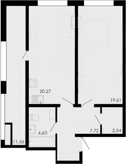2-комн., 54.92 м²