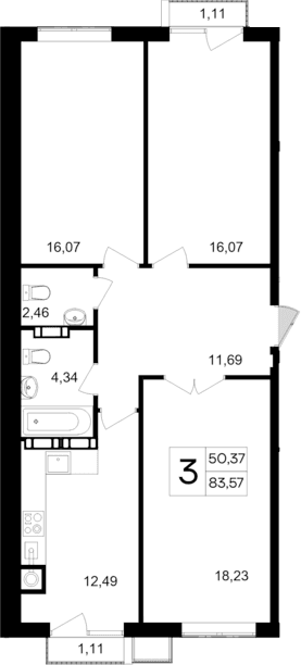 3-комн., 81.35 м²