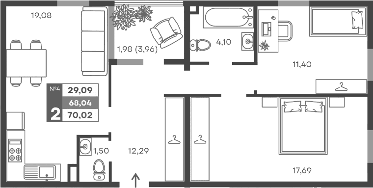 2-комн., 66.06 м²