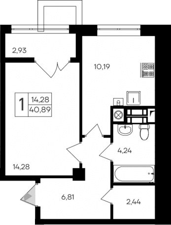 1-комн., 37.96 м²