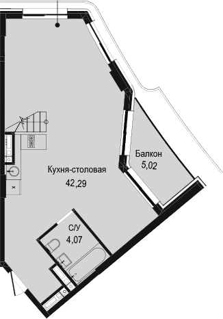 1-комн., 62.23 м²
