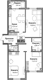 3-комн., 74.89 м²