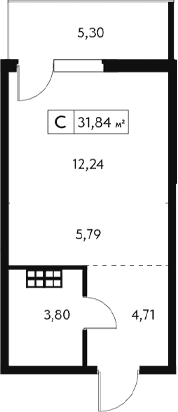 Студия, 30.25 м²