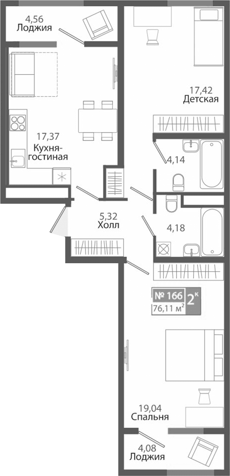 2-комн., 67.47 м²