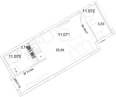 Студия, 24.31 м²