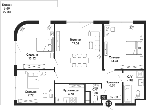 4-комн., 75.84 м²