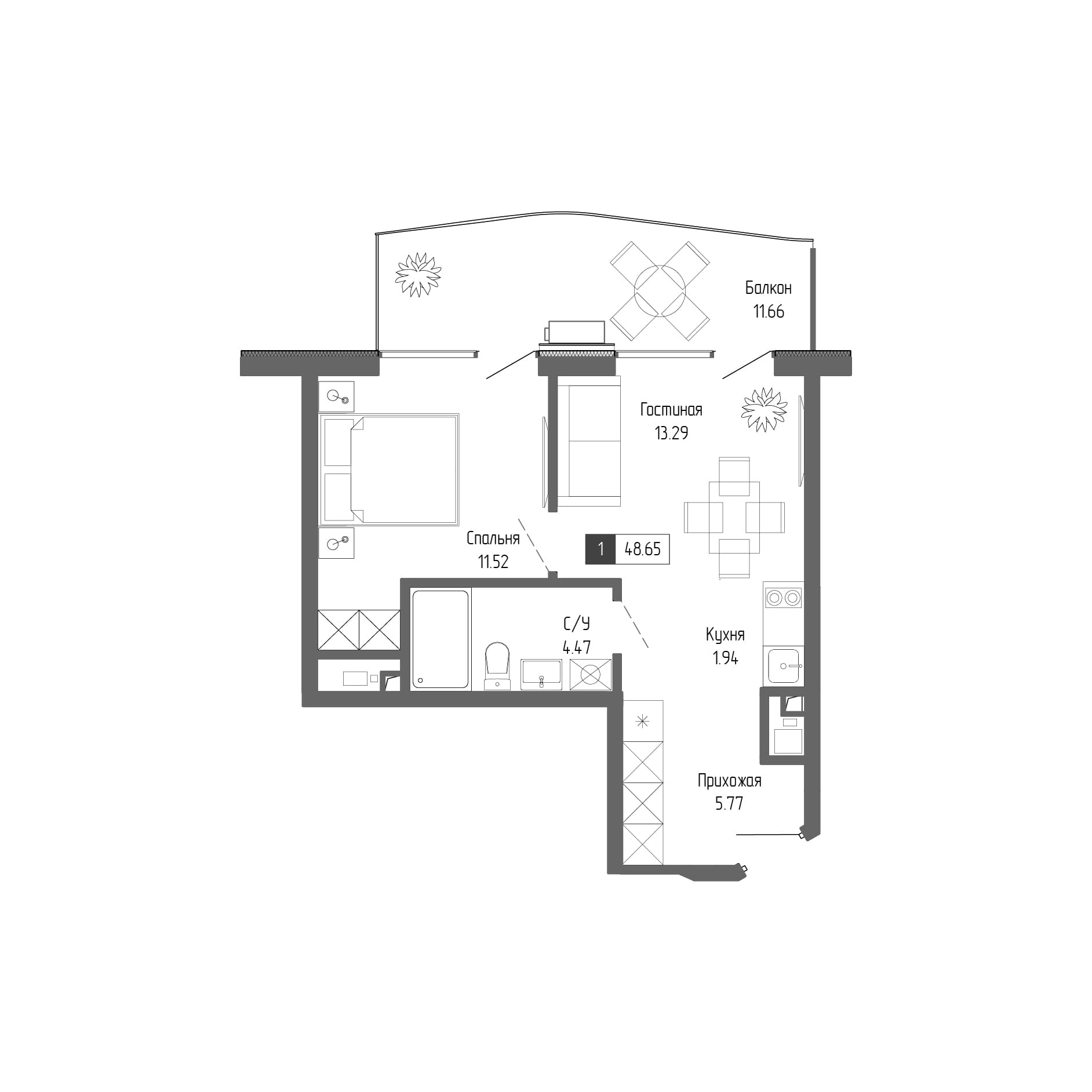 2-комн., 36.99 м²