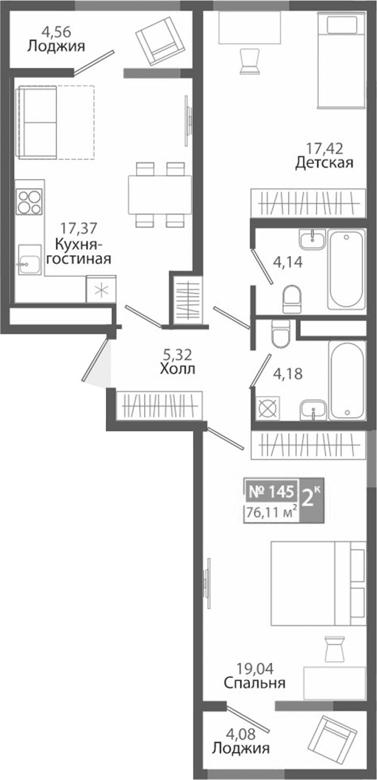 2-комн., 67.47 м²