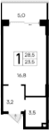 Студия, 23.5 м²
