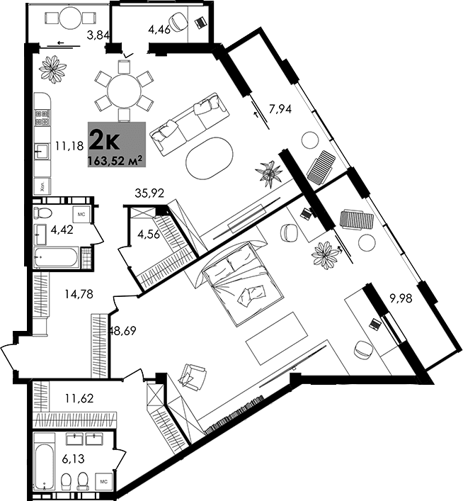 2-комн., 137.3 м²