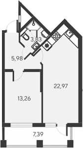 2-комн., 46.04 м²