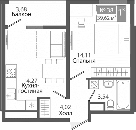 1-комн., 35.94 м²