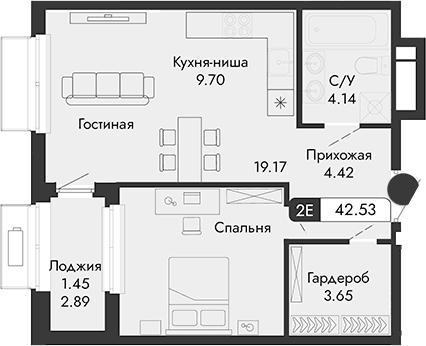 Своб. план., 41.08 м²