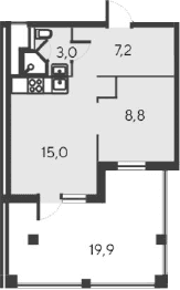 2-комн., 34 м²