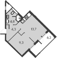 2-комн., 32.1 м²