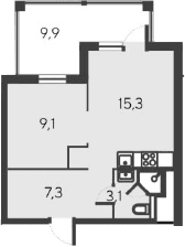 2-комн., 34.8 м²