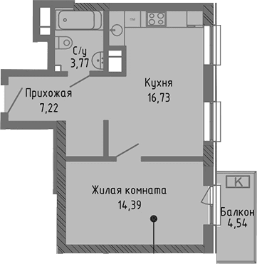 2-комн., 42.11 м²