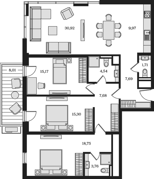 4-комн., 115.49 м²