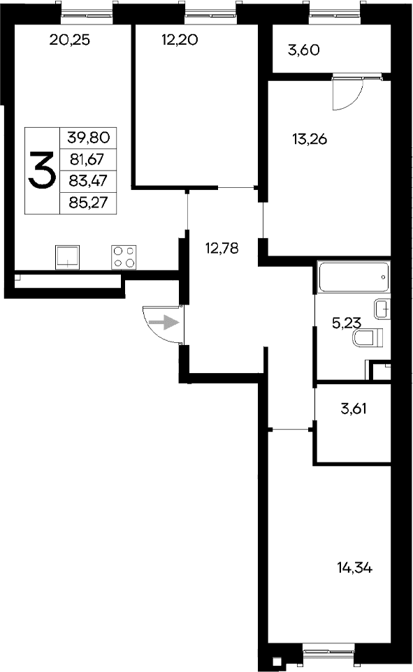3-комн., 81.67 м²