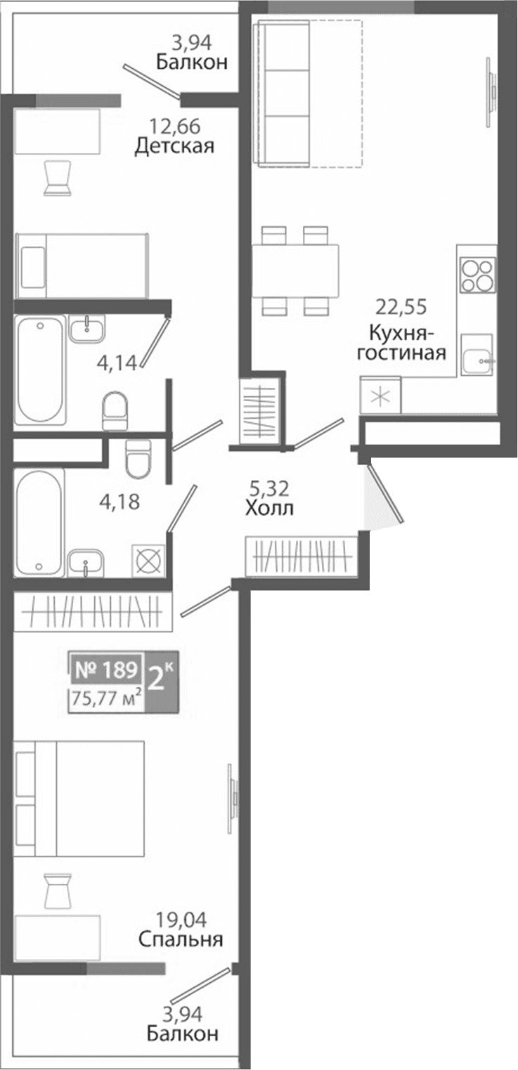 2-комн., 67.89 м²