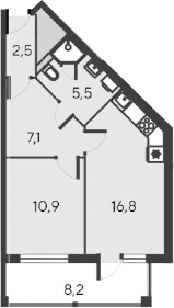 2-комн., 42.8 м²