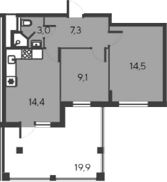 3-комн., 48.3 м²