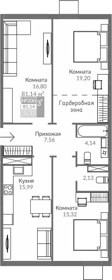 3-комн., 81.14 м²