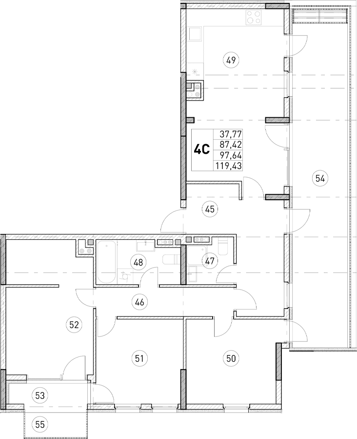 4-комн., 87.42 м²