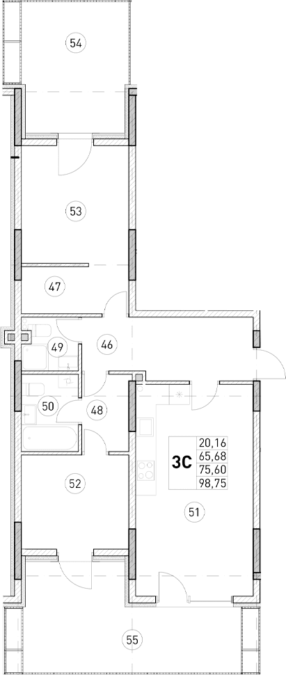 2-комн., 65.68 м²